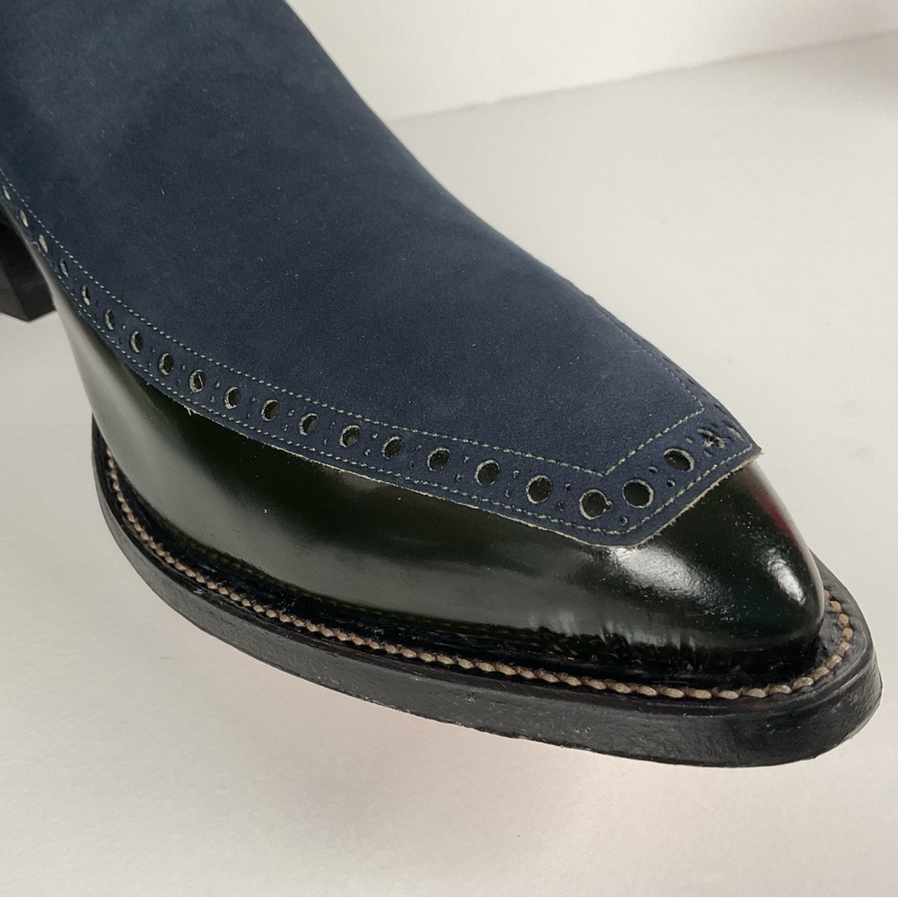 Vintage Justin Algonquin Toe Cowboy Boots | Royal Blue | Patent Leather | 12 EE - Picture 11 of 16